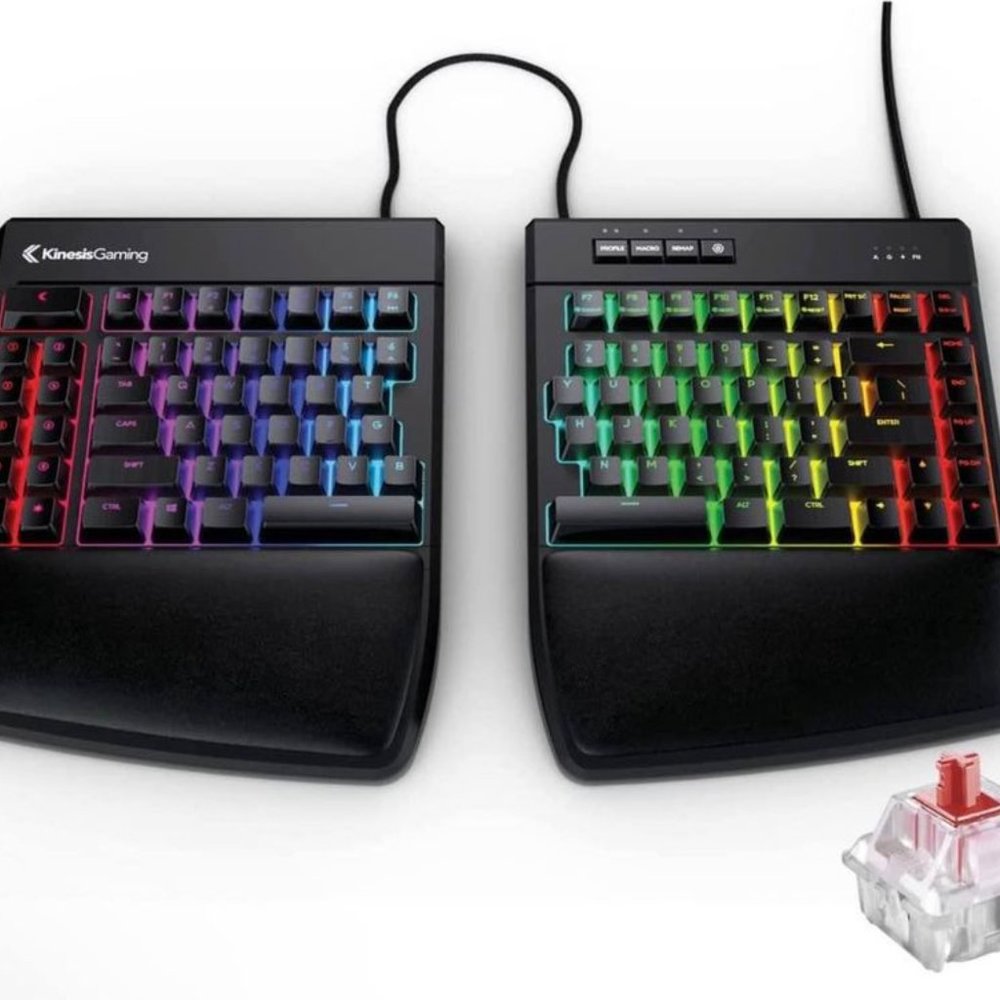 KINESIS Gaming Freestyle Edge RGB Split Keyboard. Lift Kit Included